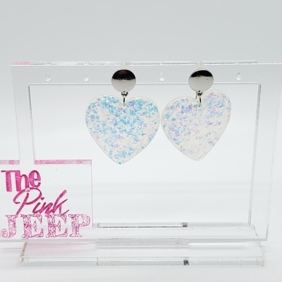 Confetti heart dangle silver button earrings - Picture 1 of 7